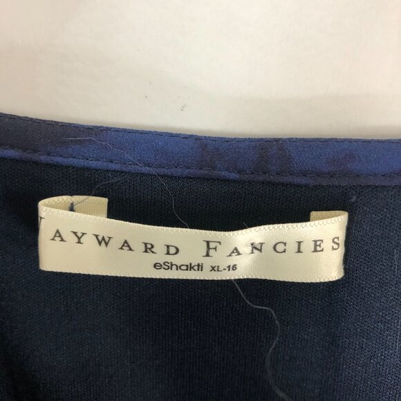 Wayward Fancies eShakti Dress A Line Tiered Pockets Tie Dye Blue Black XL-16 - Picture 3 of 4